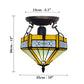 Tiffany Yellow Hexagon Ceiling Lamp 10 inch Stained Glass Shade Antique Style