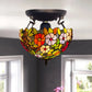 16 inch Tiffany Flower Style Ceiling Lamp Stained Glass Handcraft Shade