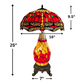 16-inch red & yellow Stained glass cluster table lamp with dimensions indicated on a white background
