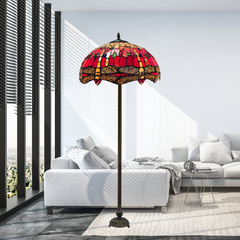 Red dragonfly design Tiffany Style Standard Lamp