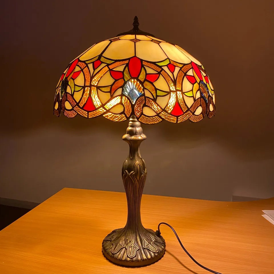 16 Inch Table Lamp Tiffany Style Stained Glass Multicolor