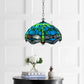 16 inch Green Tiffany Style Dragonfly Pendant Light Stained Glass Shade