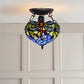 10 Inch Tiffany Style Multicolor Dragonfly Design Ceiling Light Stained Glass Shade