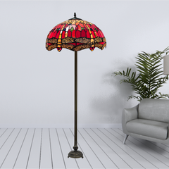 Red dragonfly design Tiffany Style Standard Lamp