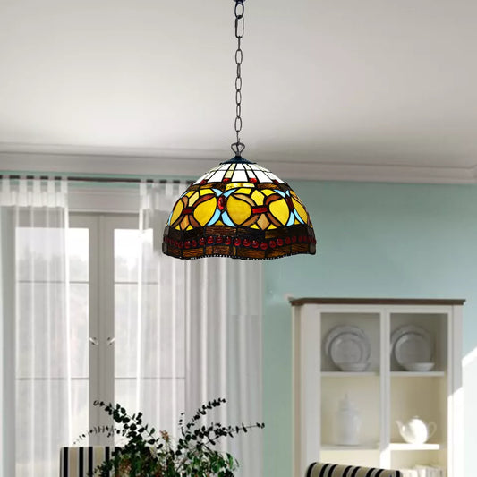 10 Inch  Multicolored Stained Glass Tiffany Style Pendant Lamp for Home Decoration