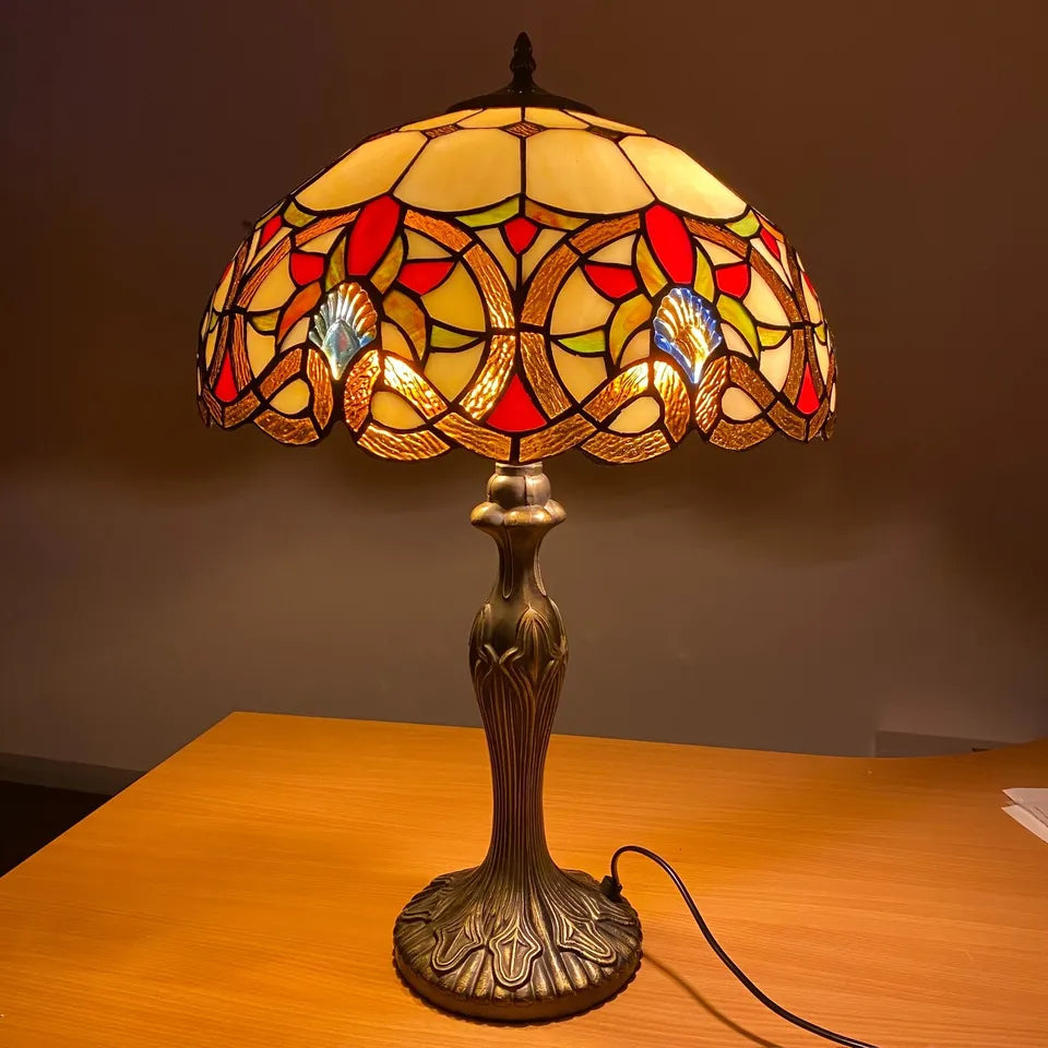16 Inch Table Lamp Tiffany Style Stained Glass Multicolor
