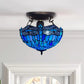 Ceiling Light Blue Dragonfly Tiffany Style 16-inch Stained Glass Shade UK