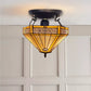 16 inch Stained Glass Yellow Hexagon Tiffany Style Ceiling Lamp Handmade