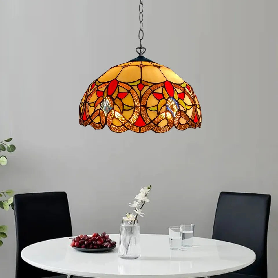 Tiffany Style Pendant Lamp 16 inch Handcrafted Shade