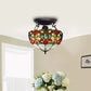 Multicolor 16 Inch Tiffany Style Ceiling Light Handcrafted Stained Glass