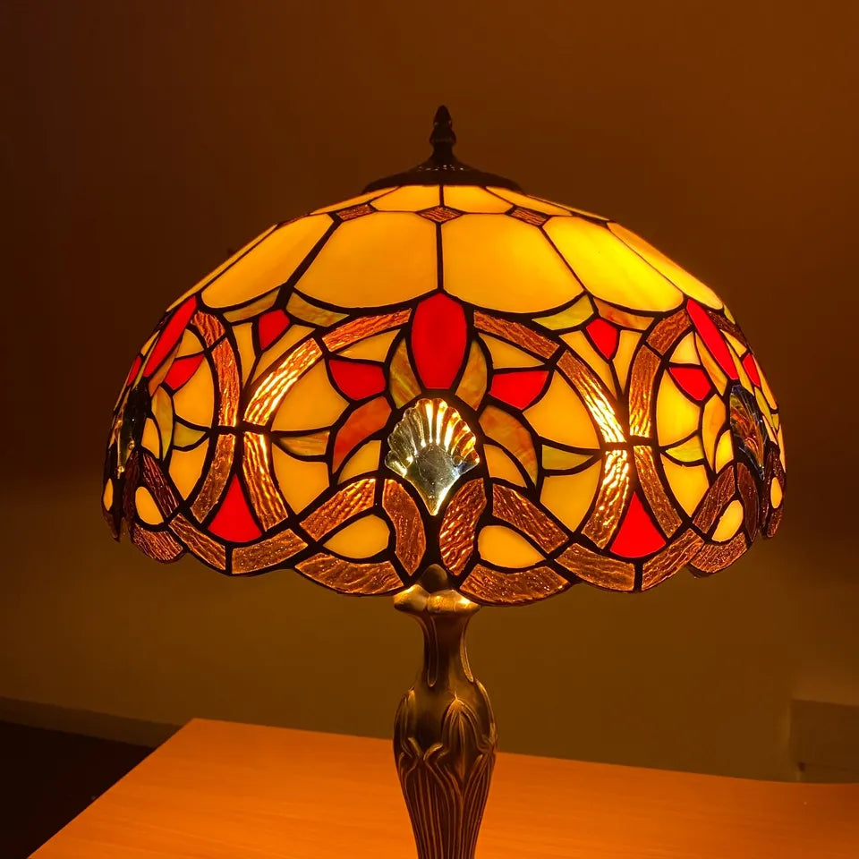 16 Inch Table Lamp Tiffany Style Stained Glass Multicolor