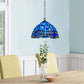 Blue & Black Dragonfly Tiffany Style Pendant Lamp 10 inch Stained Glass Shade
