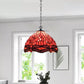 10 inch Tiffany Style Pendant Lamp Red Dragonfly Stained Glass Shade Handcrafted