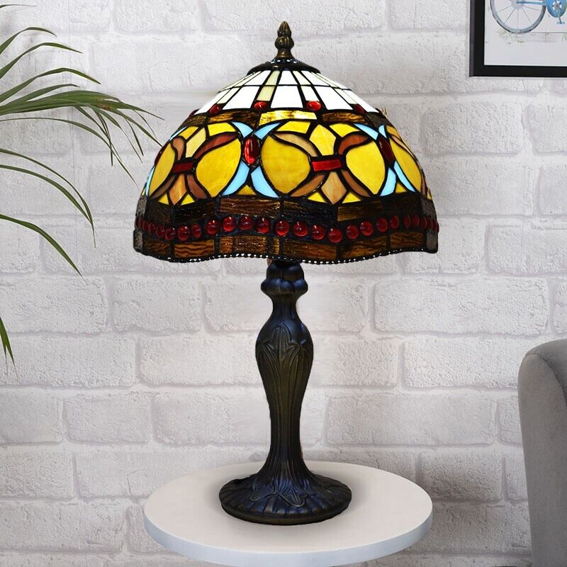 10 Inch Tiffany Style Handmade Stained Glass Table Lamp Multicolor