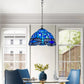Blue & Black Dragonfly Tiffany Style Pendant Lamp 10 inch Stained Glass Shade