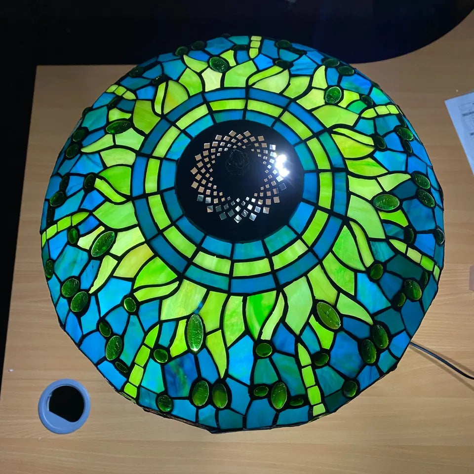 Green Dragonfly 16 Inch Tiffany Style Stained Glass Table Lamp