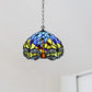 10 inch Blue & Yellow Antique Tiffany Style Pendant Lamp Dragonfly Stained Glass Shade