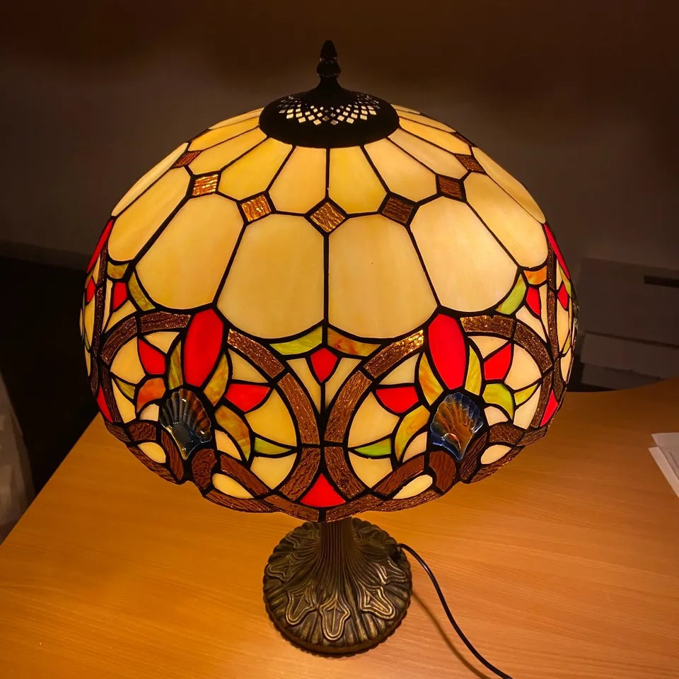16 Inch Table Lamp Tiffany Style Stained Glass Multicolor