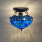 Ceiling Light Blue Dragonfly Tiffany Style 16-inch Stained Glass Shade UK