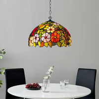 16 Inch Flowered Design Tiffany Style Stained Glass Pendent Light