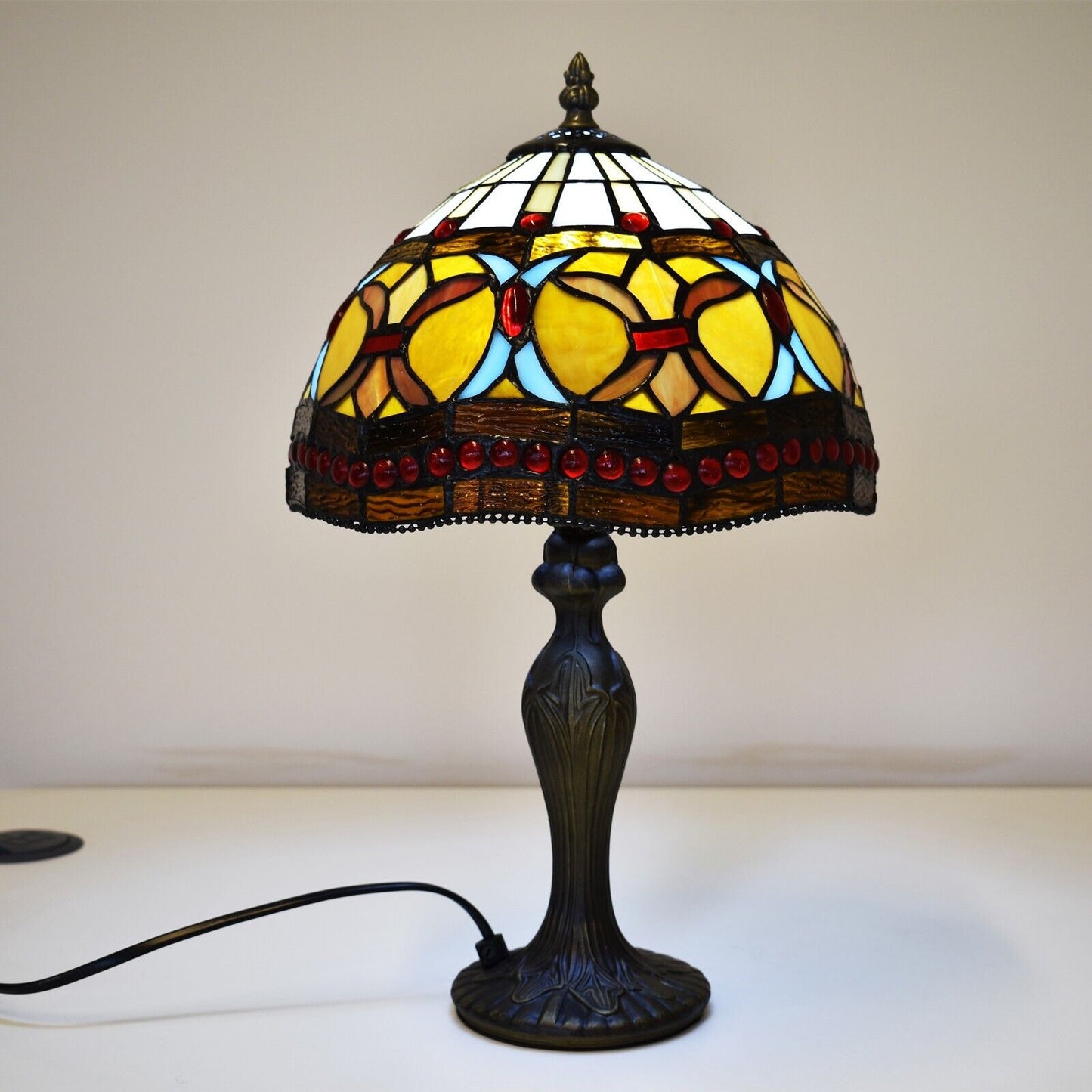 10 Inch Tiffany Style Handmade Stained Glass Table Lamp Multicolor