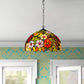 16 Inch Flowered Design Tiffany Style Stained Glass Pendent Light