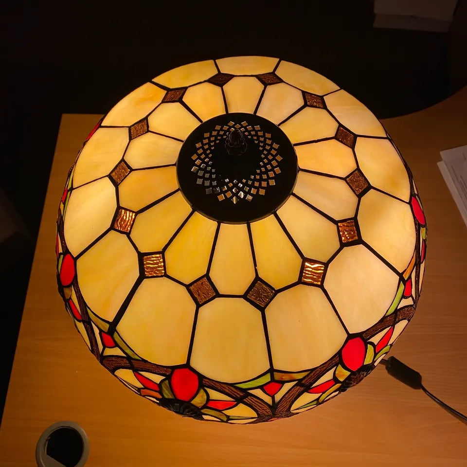 16 Inch Table Lamp Tiffany Style Stained Glass Multicolor