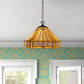 16 Inch Yellow Hexagonal Pendant Light Style Handcrafted Stained Glass Shade