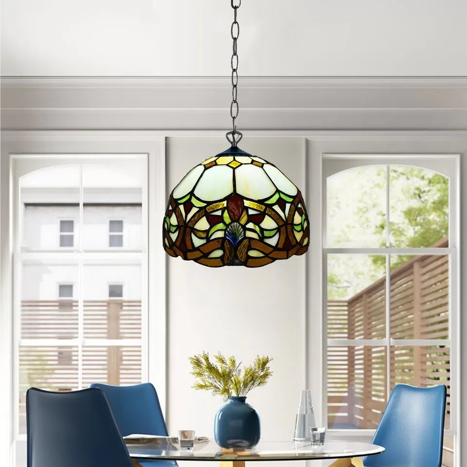Handcrafted 10 inch Pendant Lamp Tiffany Style Stained Glass Shade