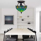 Green 10 inch Stained Glass Tiffany Dragonfly Style Ceiling Light