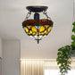 Tiffany Style Ceiling Light Style 10 inch Handmade Multicolor Stained Glass