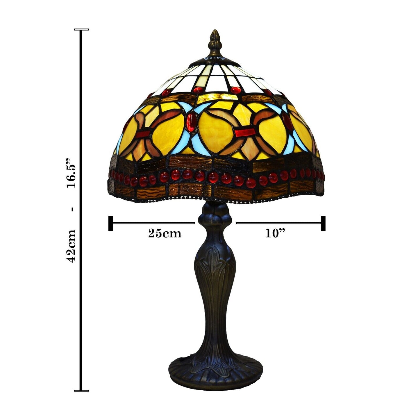 10 Inch Tiffany Style Handmade Stained Glass Table Lamp Multicolor