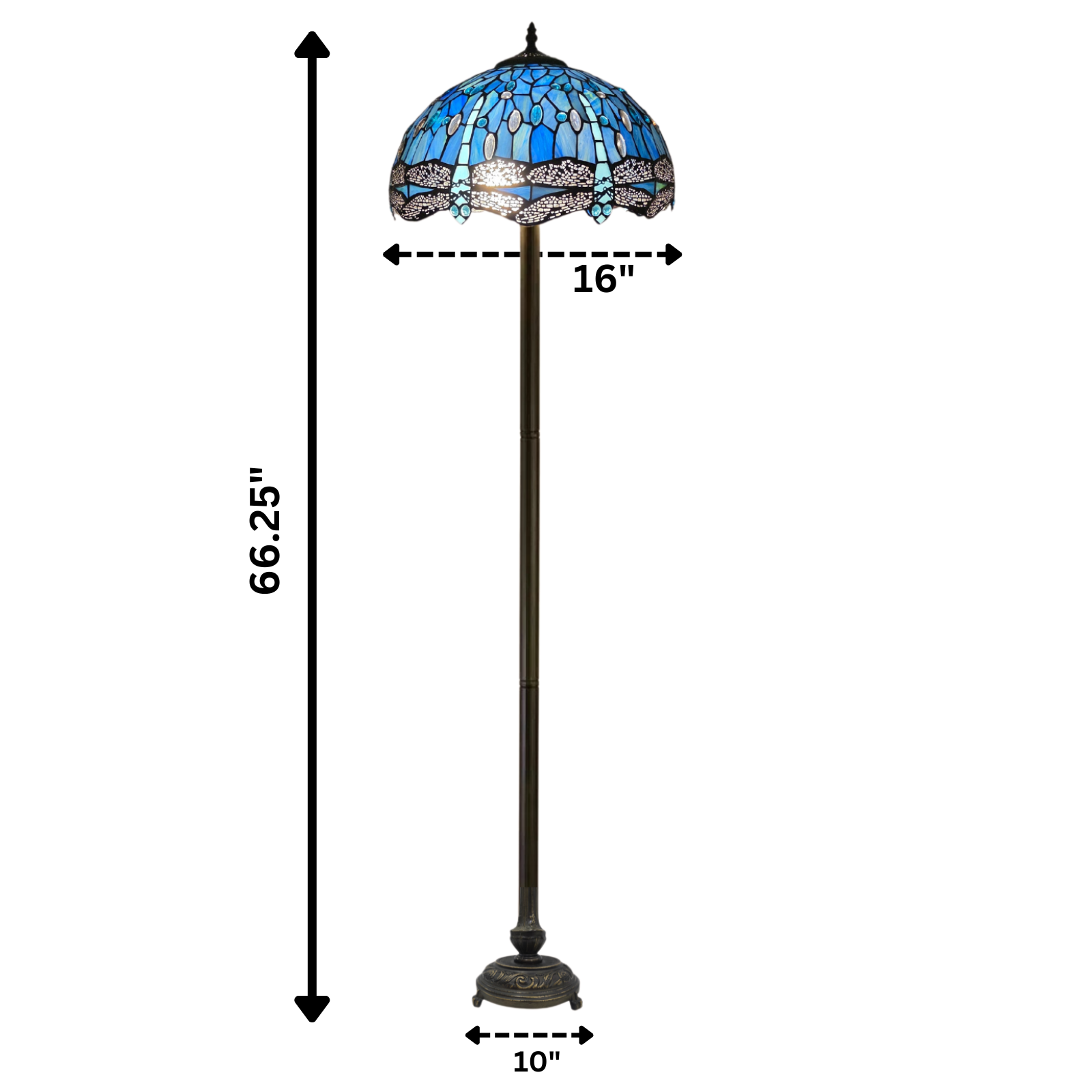 Blue Dragonfly Tiffany Style Standard Lamp Stained Glass Shade
