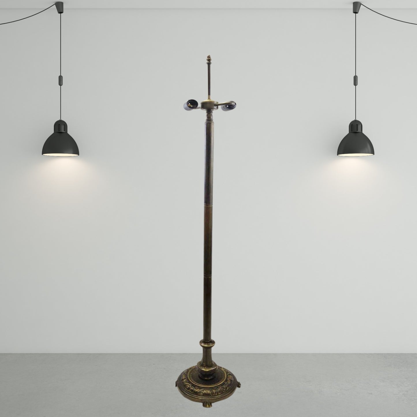 Tiffany Floor Lamp Base Traditional Metal Antique Brass