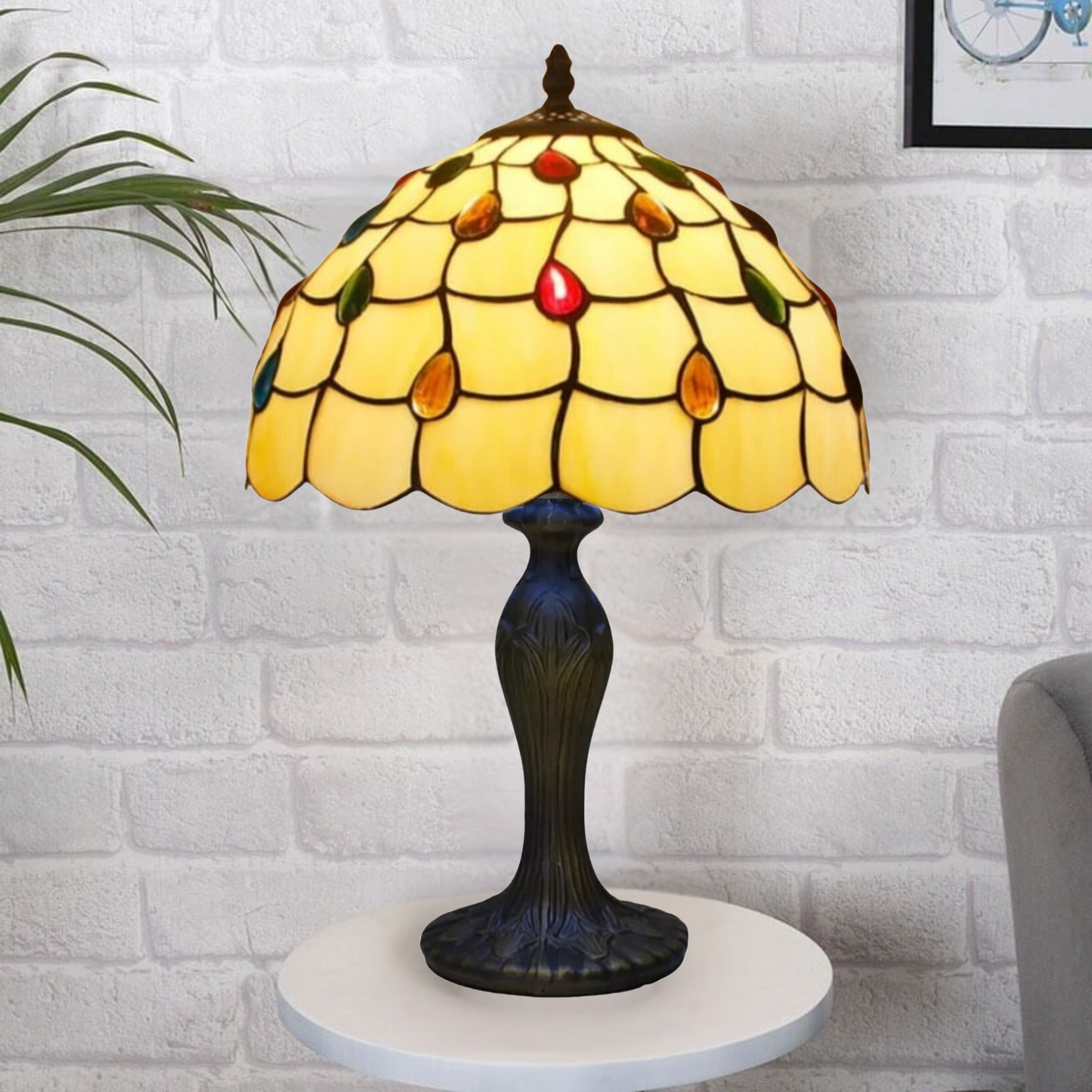 Tiffany Style Desks Lamp Stained Glass Handcrafted Art Bedside Lamp