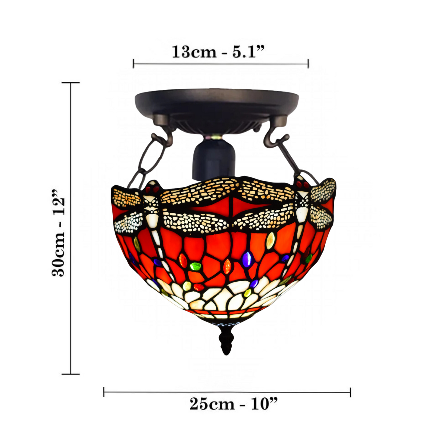 10 Inch Tiffany Ceiling Light Multicolor Stained Glass Desk Lamp