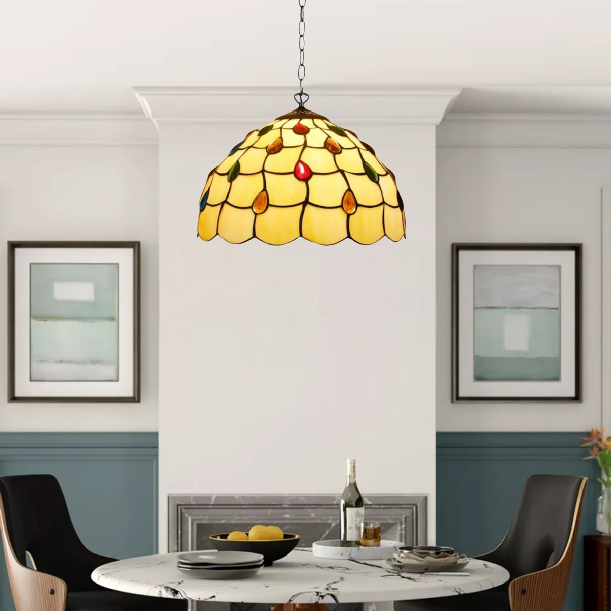 Beautiful 10 Inch Pendent Lamp Tiffany Style Stained Glass Handmade Shade