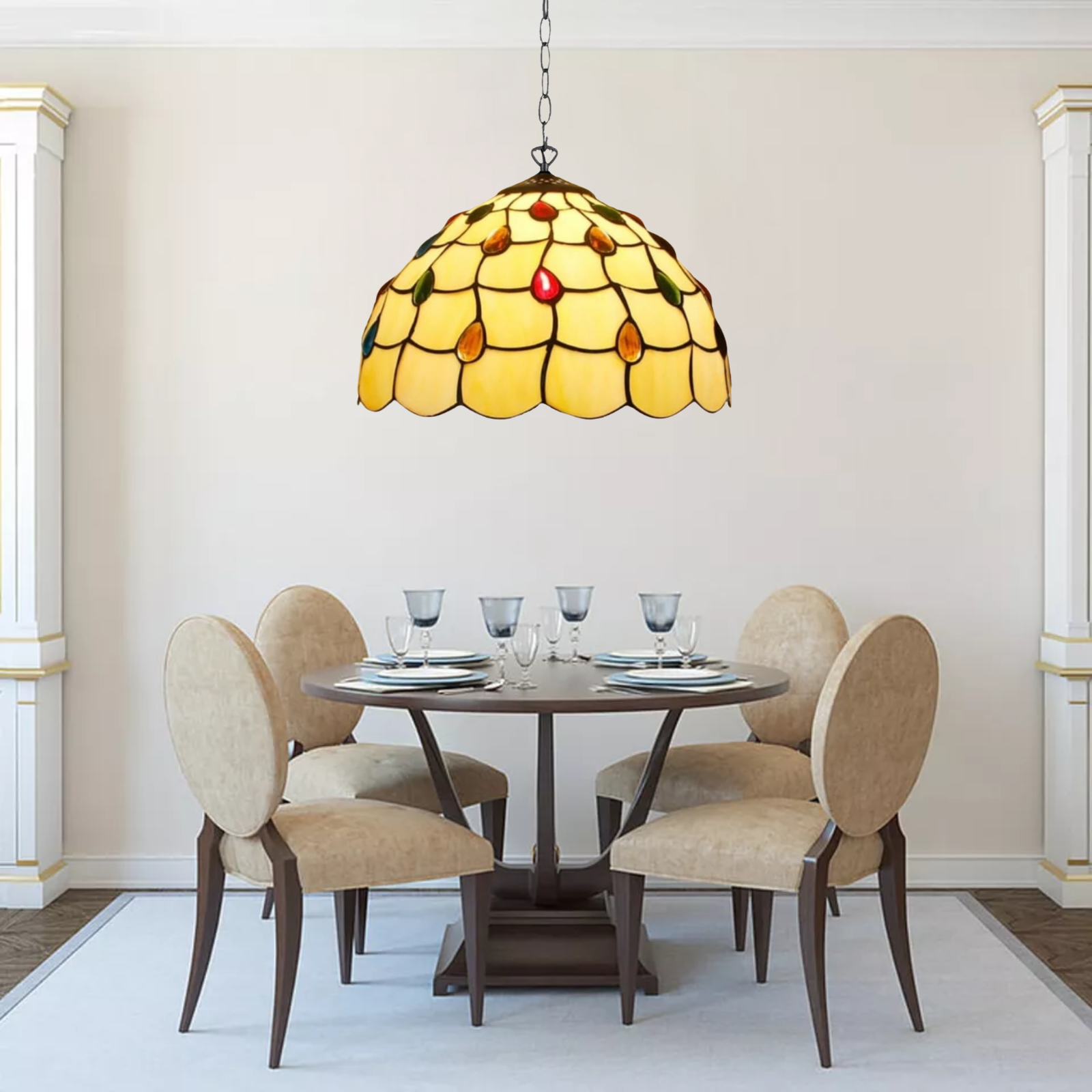 Beautiful 10 Inch Pendent Lamp Tiffany Style Stained Glass Handmade Shade