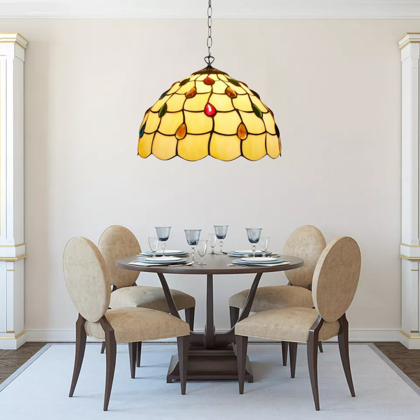 Beautiful 10 Inch Pendent Lamp Tiffany Style Stained Glass Handmade Shade