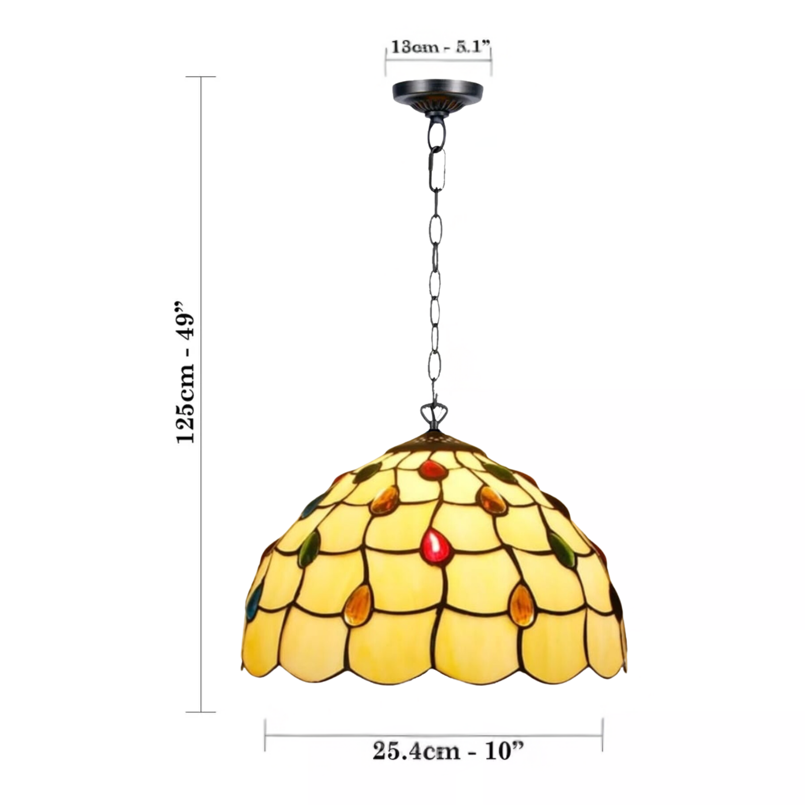 Beautiful 10 Inch Pendent Lamp Tiffany Style Stained Glass Handmade Shade