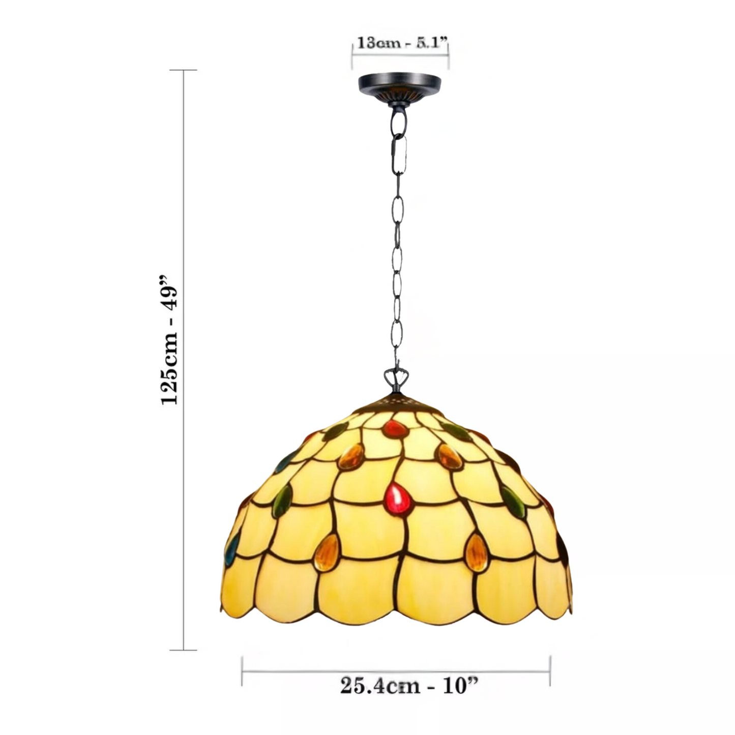 Beautiful 10 Inch Pendent Lamp Tiffany Style Stained Glass Handmade Shade