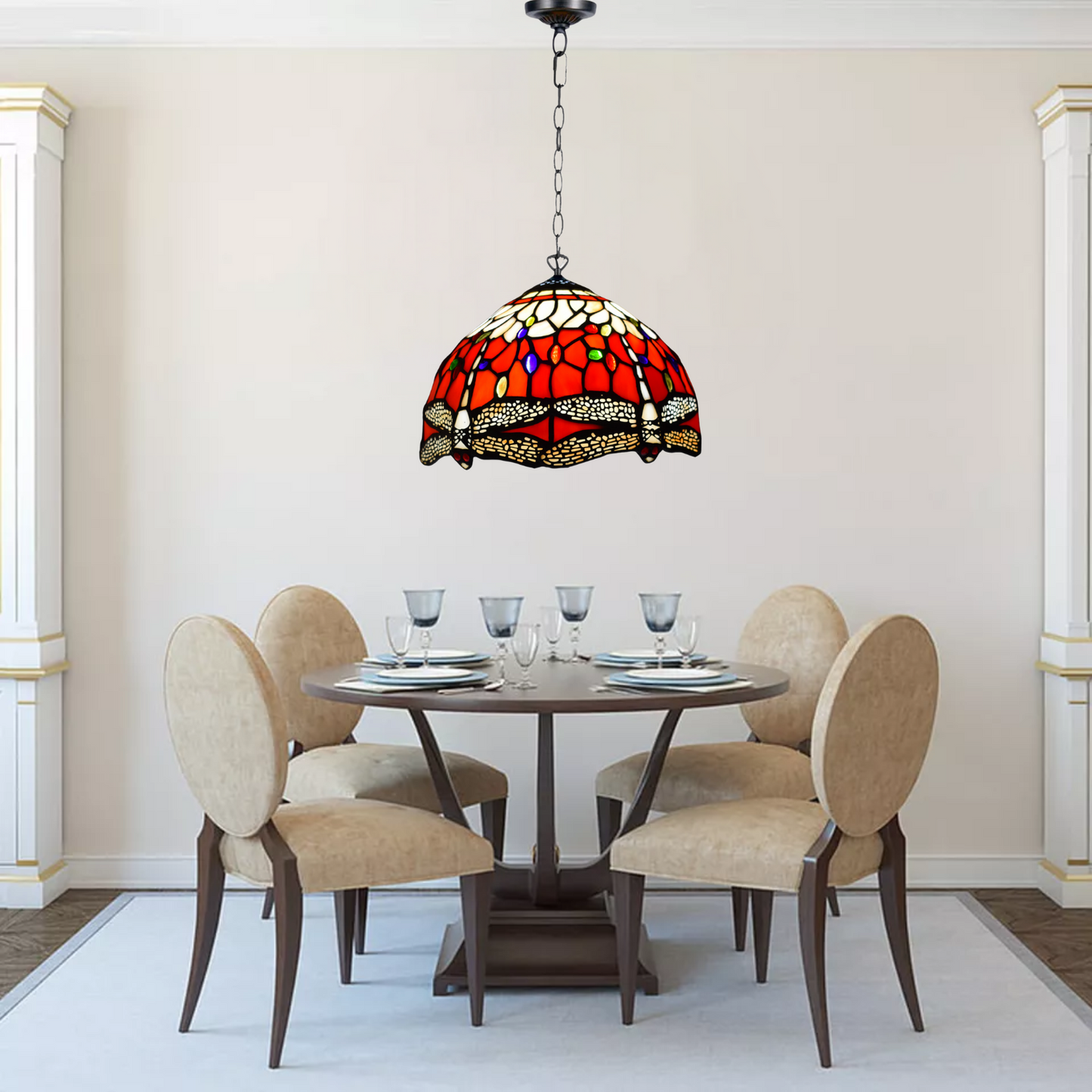 Multicolor Flower Design 10 inch Tiffany Style Pendant Lamp Handcrafted Stained Glass shade