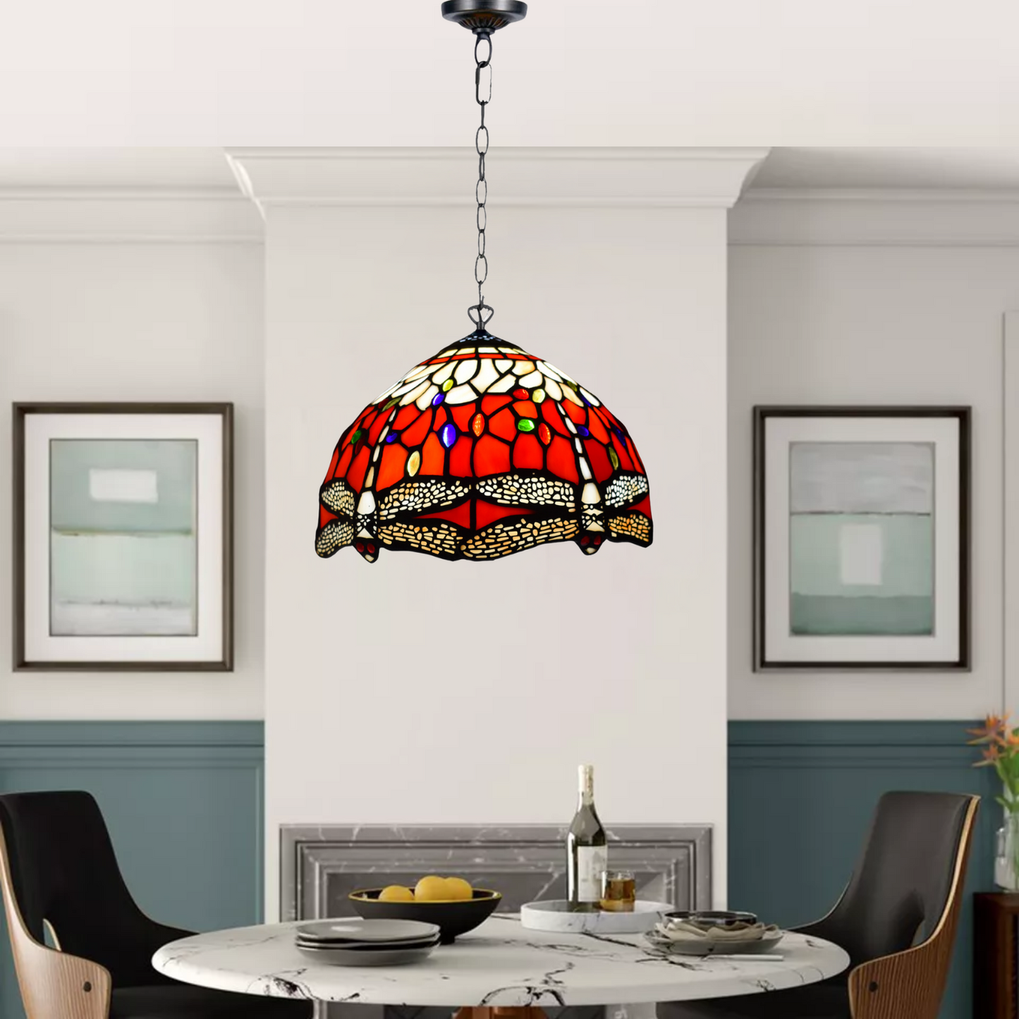 Multicolor Flower Design 10 inch Tiffany Style Pendant Lamp Handcrafted Stained Glass shade