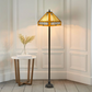 Yellow Hexagonal Tiffany Style Floor Lamp