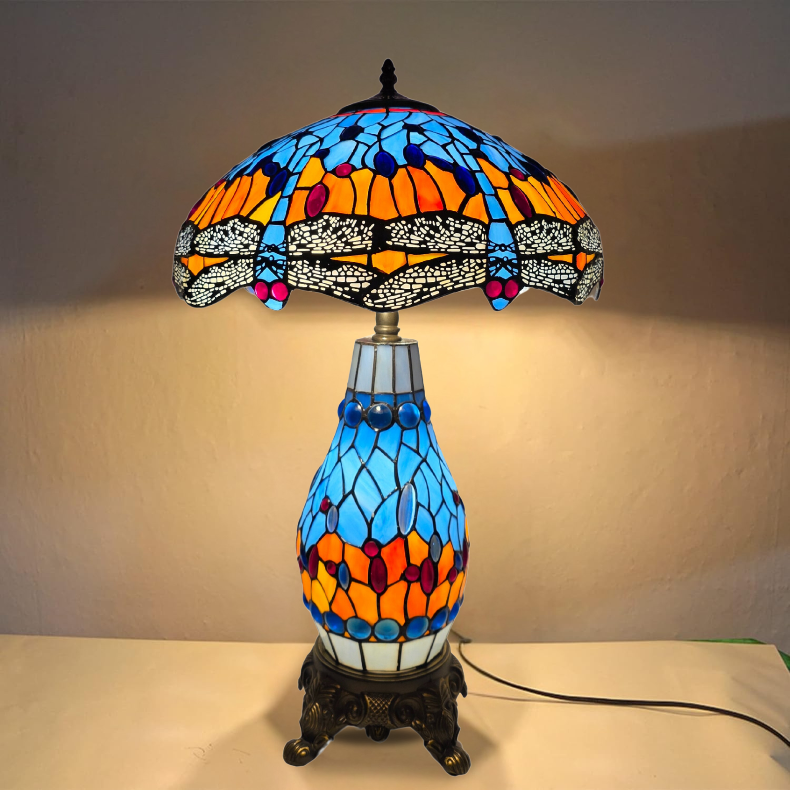 Tiffany Style Cluster Table Lamp For Home Decor Bedroom Glass Lamp