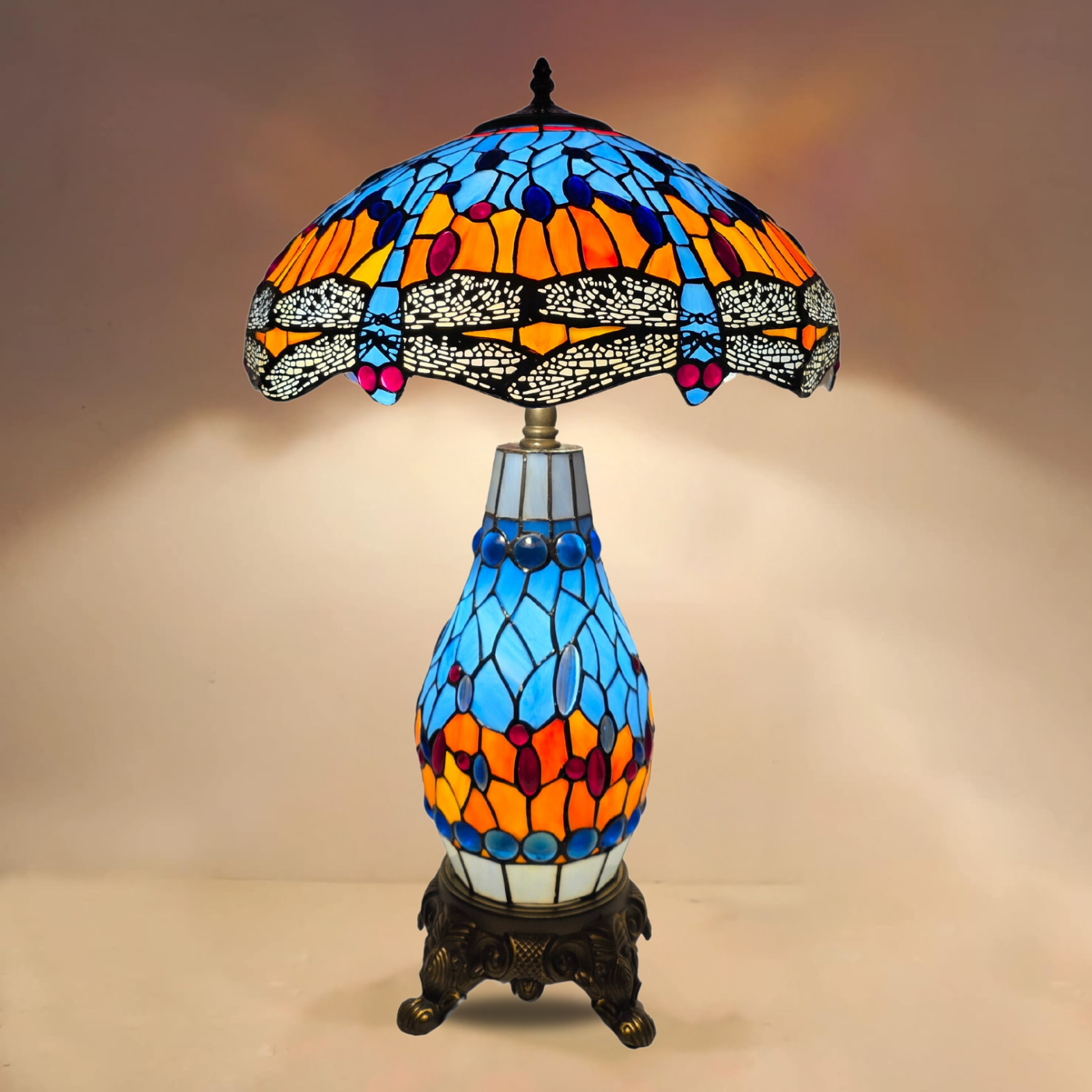 Tiffany Style Cluster Table Lamp For Home Decor Bedroom Glass Lamp