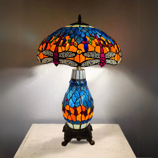 Cluster Table Lamp Tiffany Style Multicolor For Home Decor Bedroom Glass Lamp
