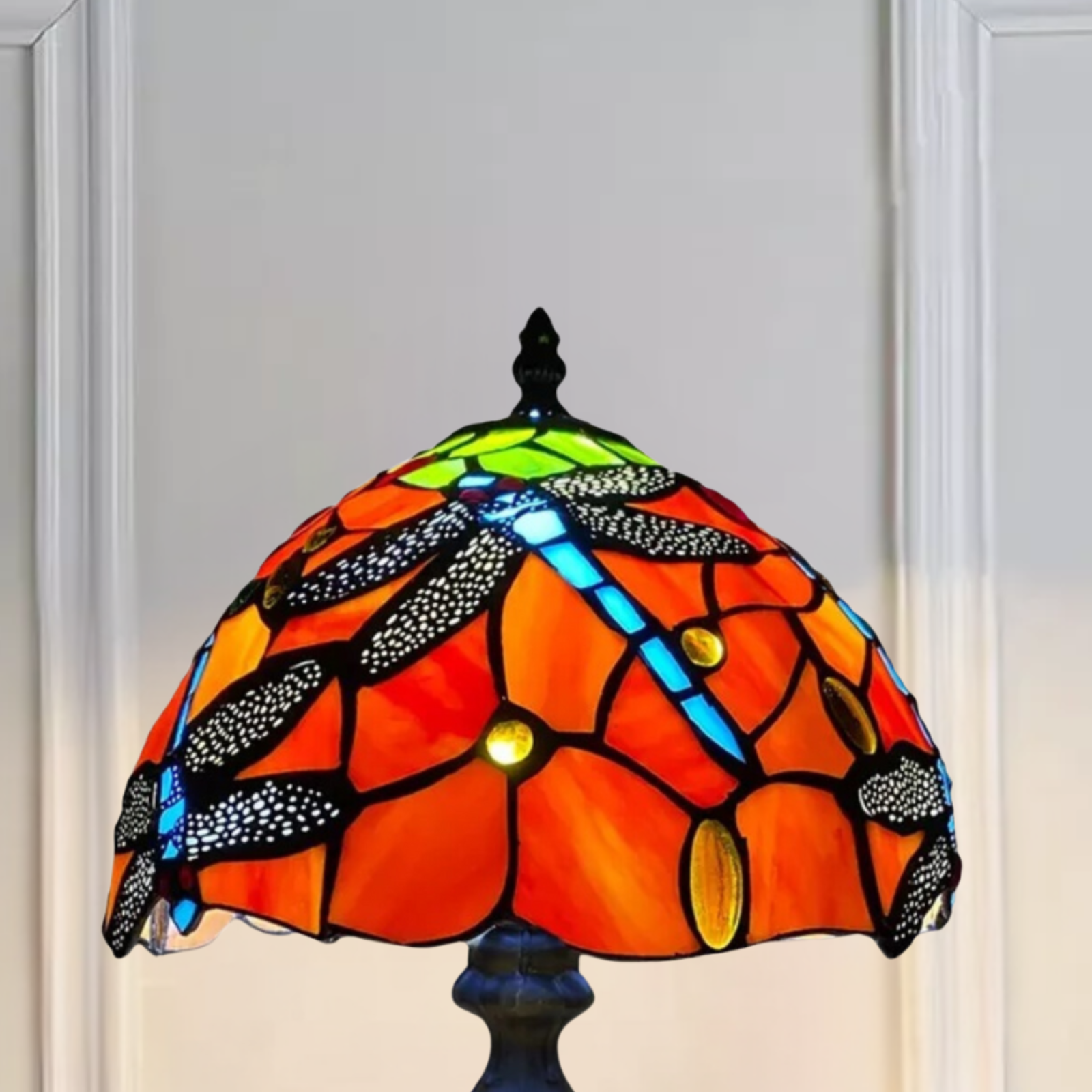 Red Tiffany Style Lamp Shade For 10 Inch Table Lamp, Ceiling Light & Pendent