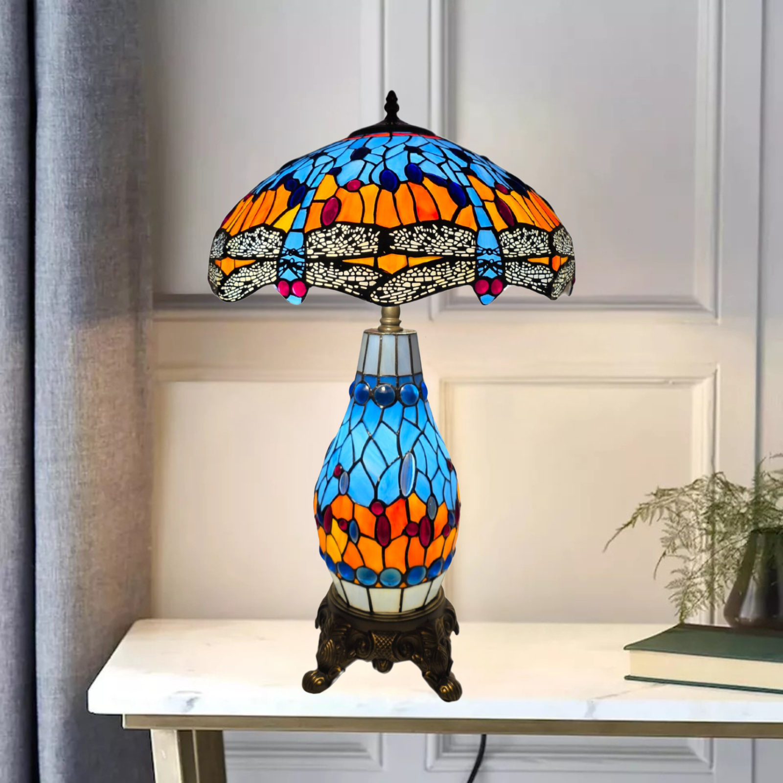 Tiffany Style Cluster Table Lamp For Home Decor Bedroom Glass Lamp