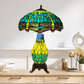 Green Color Tiffany Style Clustered Table Lamp